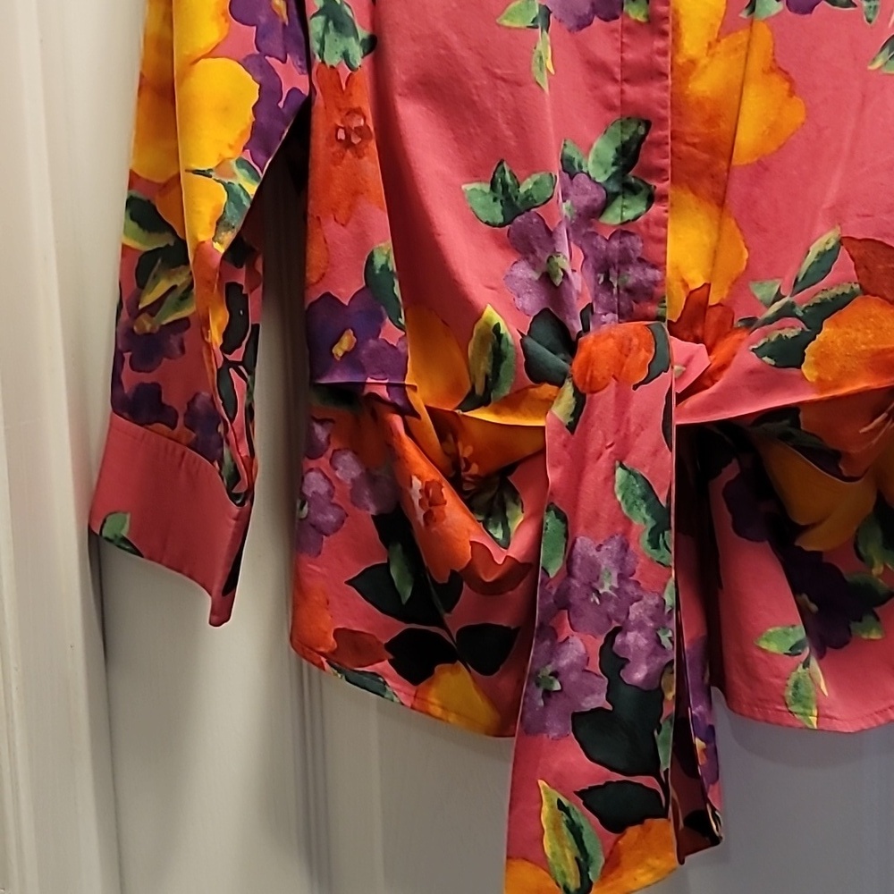 Jones New York Multicolor Floral Blouse Size Large - Picture 3 of 7
